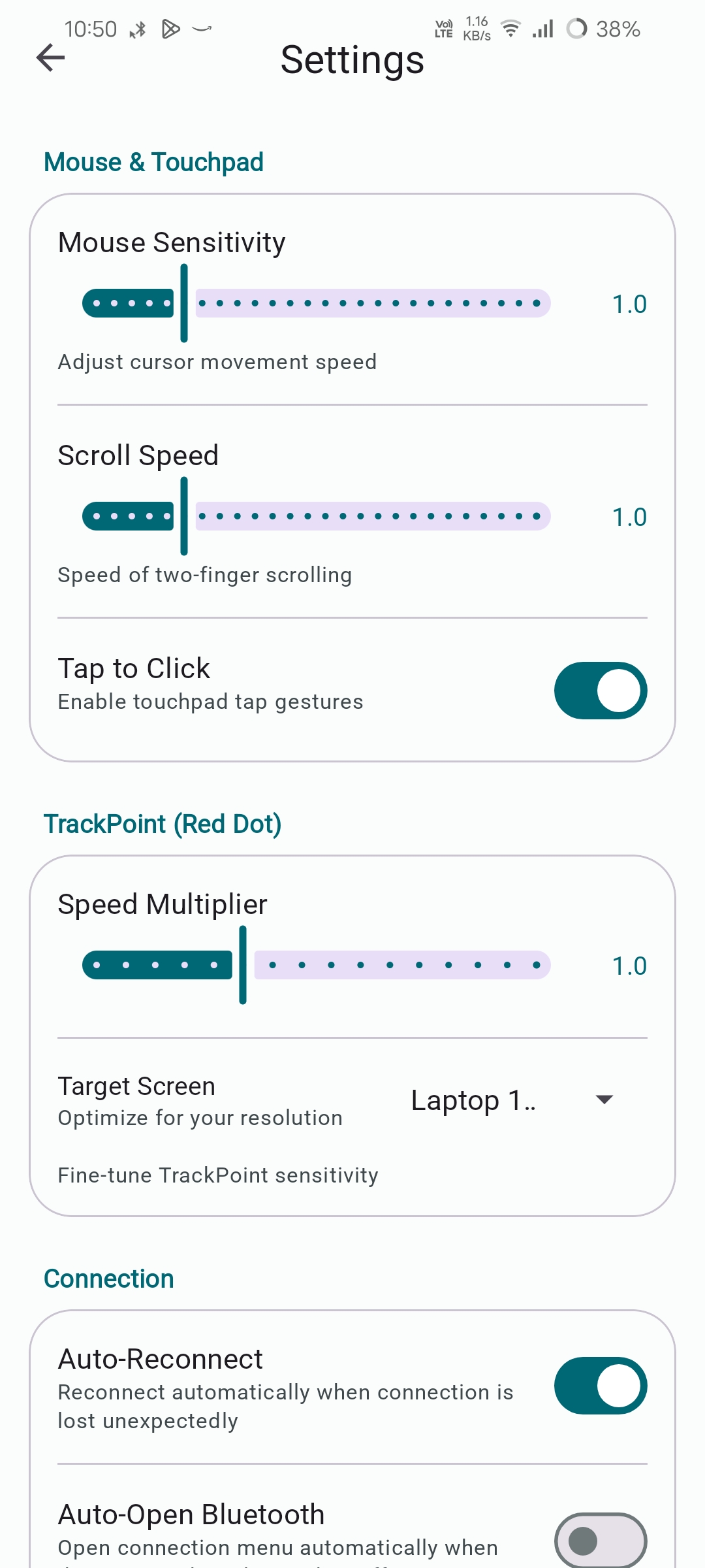BlueKeys advanced settings dashboard